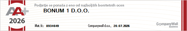 Bunum 1 d.o.o. - AA+ bonitetna ocena Company Wall